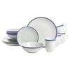 10 Strawberry Street Café Stripe 16 Piece Coupe Dinnerware Set,