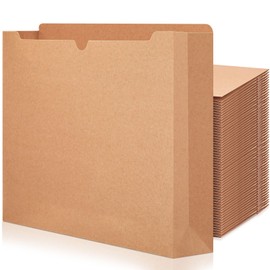 Zhehao 100 Pcs File Jackets Reinforced Straight Cut Tab Pocket Folders File Folder Expandable Folder Expanding Folder Filing Folders with Tabs Expansion Pocket, Letter Size (Kraft Paper Color)