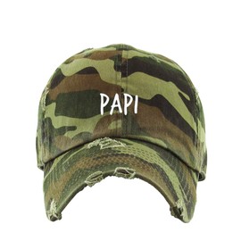 Papi Embroidered Vintage Baseball Cap Cotton Adjustable Distressed Dad Hat Camo