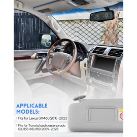 Left Driver Side Sun Visor Fit for Lexus GX460 2010-2022 Replace 74320-60D22-A0, Gray