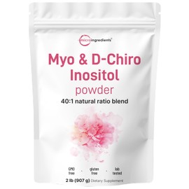 Micro Ingredients Myo-Inositol & D-Chiro Inositol Powder, 2lb (442 Servings) | 40:1 Ideal Ratio Inositol Supplement for Women | Supports Hormonal Balance & Ovarian Health | Non-GMO, Vegan, Filler-Free