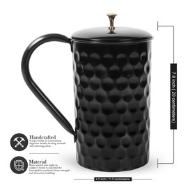 Premium Copper Mugs Set of 2 – 16oz Diamond-Shaped Drinkware + 1.5L Jug, Handcrafted for Moscow Mule, Cocktails, Iced Coffee & Cold Beverages – Elegant Black Copper Drinkware Gift for Him or Her