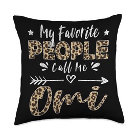 My Favorite People Call Me Omi German Grandma Leopard Throw Pillow