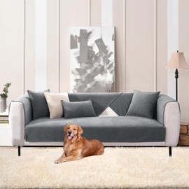 Soft Chenille Sofa Cover 1 2 3 Seater, Non-Slip Sofa Slipcovers for Corner L Shape, Funny Fuzzy Sofa Cover, Thick Textured Sofa Cushion Covers Furniture Protector (Gray,70x120cm)