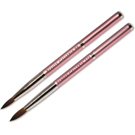 Beaute Galleria 2 Pieces Kolinsky Sable Round Acrylic Nail Art Brush Set, Manicure Detail Painting Nail Art Pen (Size 8, 12)