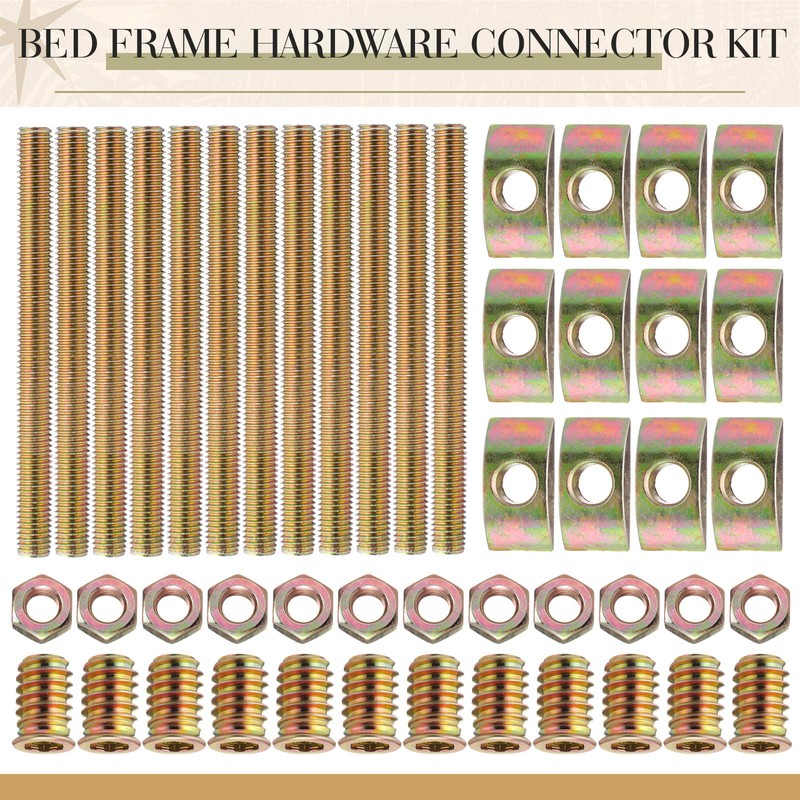 Tandefio 12 Sets Bed Frame Hardware Connector Kit M8x100 mm