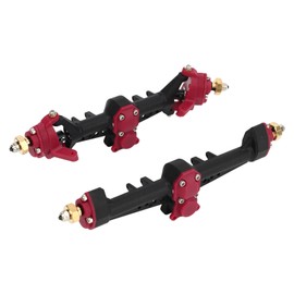 RC Car Front Rear Portal Axle Kit RC Front Rear Axle for 1/24 for Axial SCX24(Black red)