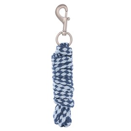 Merauno® Lead Rope for Horses, Tie Rope in Various Stylish Designs, Lead Rope, Pony, Donkey, Goat Long Knit with Carabiner Hook (Light Blue, Grey)