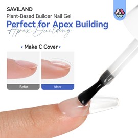 SAVILAND 8 in 1 Builder Nail Gel 15 ml: Clear Builder Gels for Nails Vitamin E & Castor Oil Gel Builder Plant-Based Nail Strengthener Nail Extension Reshape Nail Gel Builder in a Bottle Home Nail Art