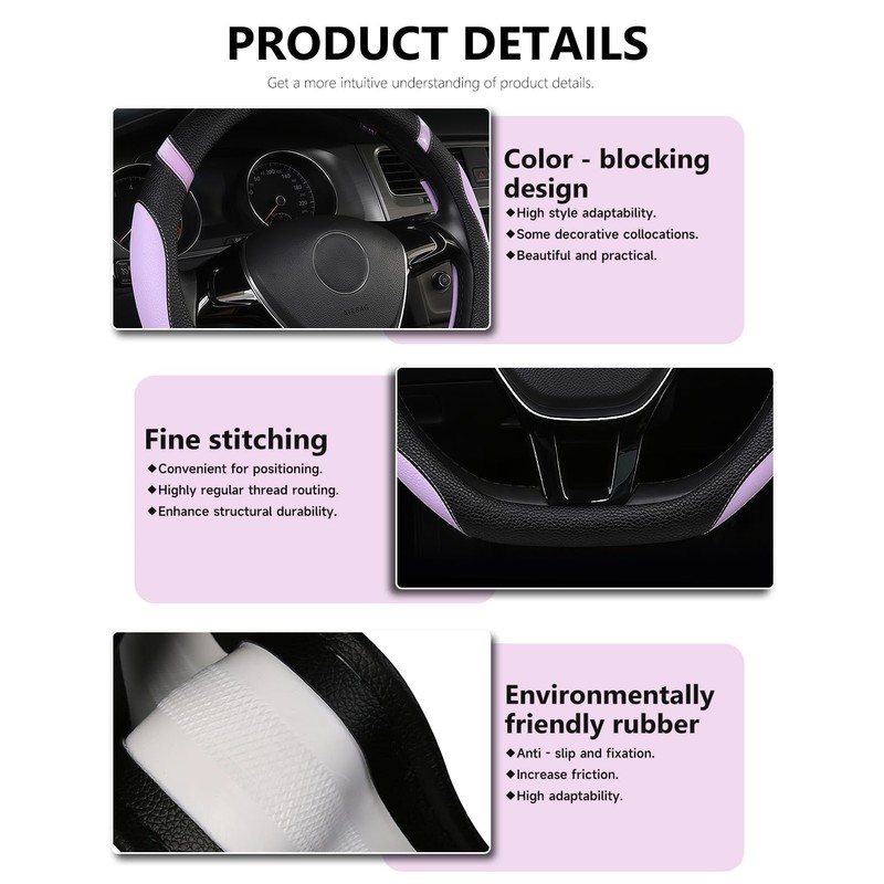 Cxtiy D-Shaped Flat Bottom Steering Wheel Cover for Women Girl,