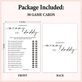 Zyoge Baby Shower Game - Guess Who Mommy or Daddy Game Cards for New Parents, New Mom & Dad Card, Gender Reveal Boy or Girl, 30 Set Minimalist Baby Shower Party Supplies -04