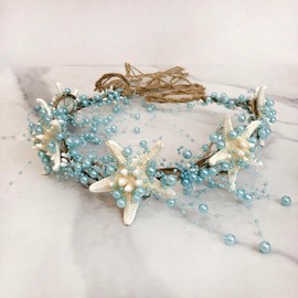 TCOMVEZ Starfish Peal Bride Headbands Sea Star Hoop Beach Bridal Crowns Wedding Headpiece for Women
