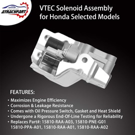 VTEC Solenoid Spool Valve Assembly with Oil Pressure Switch and Gasket | for Honda Accord CRV CR-V Civic Si Element Acura RSX L4 2.4L | Replace# 15810-RAA-A03 15810-PNE-G01 15810-PPA-A01 15810-RAA-A01