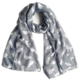 GlamLondon Cat Print Scarf Ladies Fashion Animal Print Soft Kitty Kitten Shawl Wrap (Grey)
