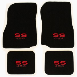 AFM NEW! 1968-1972 CHEVELLE Floor Mats Black Carpet Embroidered RED SS 454 Logo All
