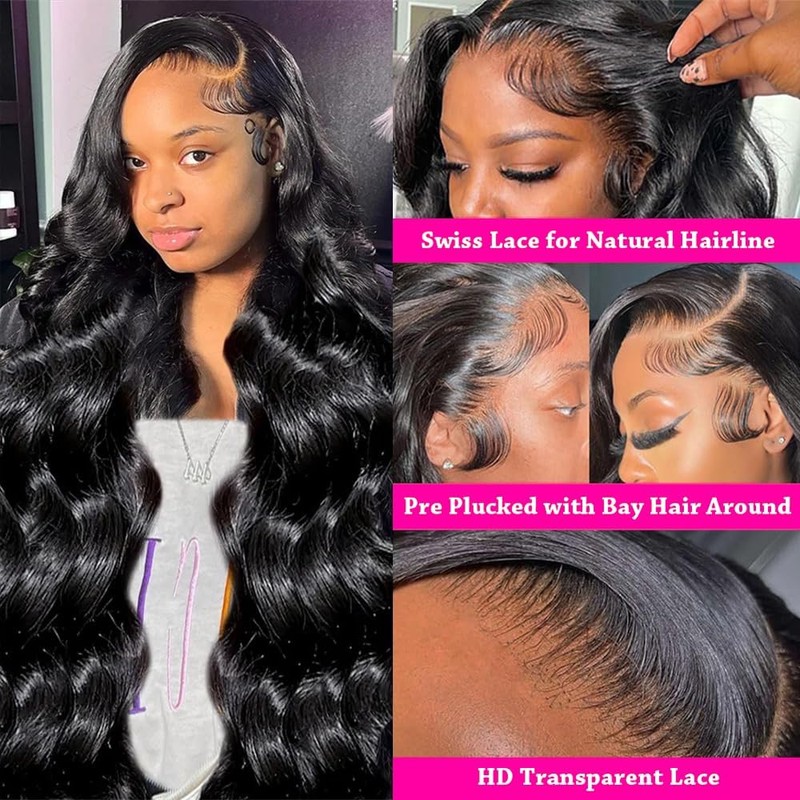 Lzlefho 22 Inch 13x6 Body Wave Lace Front Wigs Human