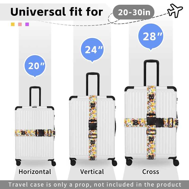 Luggage Straps for Suitcases, Adjustable Suitcase Straps, 2 Pack Suitcase
