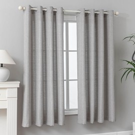 MvchennL - Juego de cortinas de 63 pulgadas de largo, 2 paneles para recámara, ojales de lino grueso, con textura, filtrado de luz, cortinas de privacidad para sala de estar, color gris
