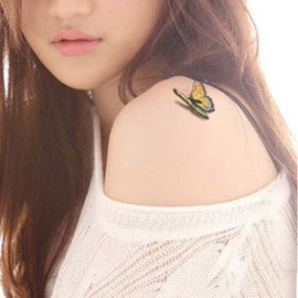 Yesallwas 8 Pcs Tattoo Stickers, Butterfly, Rose, 3D Feathers, Set of 8, Tattoo Stickers, Butterfly, Tattoo Stickers, Body Stickers, Women's, Tattoo Stickers, Long Lasting, Waterproof, TATTOO 9x19CM (A.3D Rose Butterfly Wings)