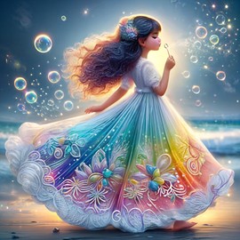 BOWETILE 5D Diamond Painting Pictures Colourful Dress, Beach Diamond Painting Set for Adults and Children, Complete DIY Diamond Art Painting Embroidery Set for Cross Stitch Pictures, Home Decor, 30 x