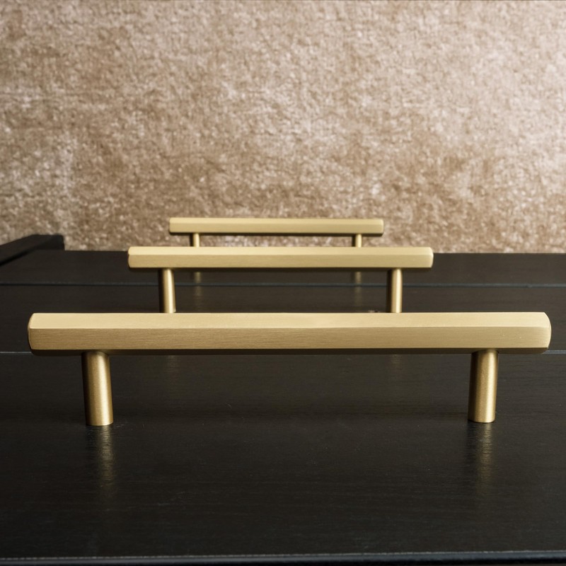 QOGRISUN 2-Pack Solid Brass Cabinet Pulls Hexagon Drawer Handles, 3-Inch