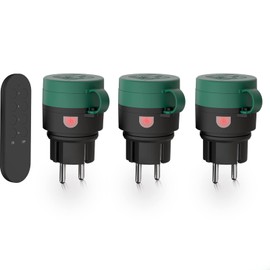 SURNICE Radio Sockets with Remote Control Outdoor, IP44 Waterproof Radio Sockets Set 1 + 3, for Outdoor Use, 80 m Range, 2300 Watt, Plug & Play Radio Switch Set (3 Sockets + 1 Remote Operation)