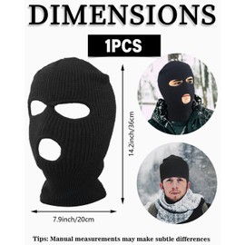 JEXOWIQ Black Motorcycle Mask, Balaclavas, Multifunctional Mask, Ski Mask, Bicycle Face Mask for Men and Women, Knitted Balaclava with 3 Holes, for Outdoor Sports, Ski Hat for Motorcycle and Bicycle