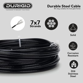 DURIGID Anti Sag Gate Kit Corner Bracket Gate Hardware Prevents Gate Prevents Gate Sagging, Gate Anti Sag Kit for Wooden Fence Features Steel Cable and Adjustable Turnbuckle to Support, Black, 1 Pack