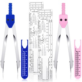 Tondiamo 2 Sets EKG Calipers and EKG Ruler Combination Set ECG Calipers Drafting Electrocardiogram Divider ECG Calipers Measuring Tool for Nursing (Pink and Blue)