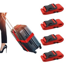 Adjustable Heavy-Duty Luggage Straps for Suitcases – Thickened Travel Belts for Carry-On, Checked Bags, and Backpacks – Keep Your Luggage Secure (red)