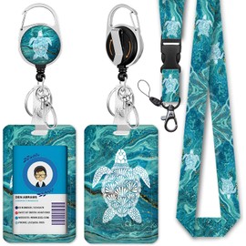 Sea Turtle Lanyards for ID Badges, Badge Reel Retractable Badge Holder with Lanyard for Teacher, Women, Kids