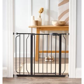 Regalo Easy Step 38.5-Inch Extra Wide Walk Thru Baby Gate, Award Winning Brand, Includes 6-Inch Extension Kit, 4 Pack Pressure Mount Kit, Black, 4 Pack Wall Cups and Mounting Kit