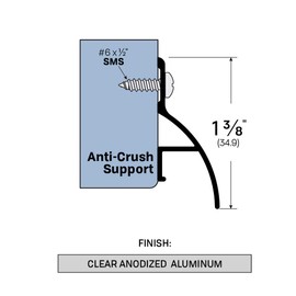 Clear Anodized Aluminum Bottom of Door Rain Drip (711CA), SMS #6 x 1/2'' included, (42'' L x 9/16'' W x 1-3/8'' H)