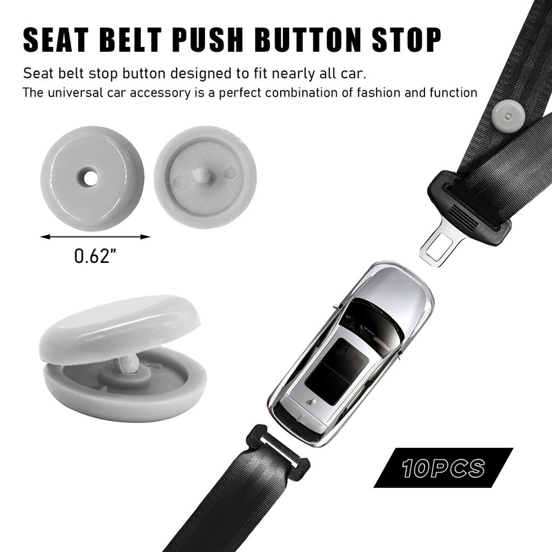 Sylvil 10 Sets Seat Belt Button Stop, Plastic Seat Belt