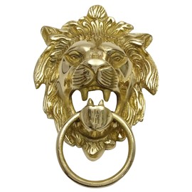 United Graphix Decorative Lion Face Brass Metal Door Knocker Traditional Home Decor