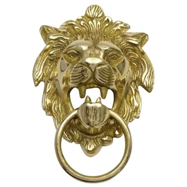 United Graphix Decorative Lion Face Brass Metal Door Knocker Traditional Home Decor
