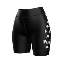 Sparx Performance Women Triathlon Shorts Womens Triathlon Bike Short 7” Tri Shorts (Black US Flag)