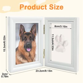 Vylro Paw Print Set Dog, 3D Wooden Picture Frame, Paw Print, Dog Memorial Gifts Photo Frame with Clay, Pet Photo Frame for Home Decoration, Gifts Dog Owner, Cat