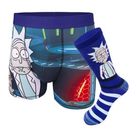 RICK AND MORTY Rick & Morty - Juego de calcetines y calcetines para hombre, Azul, Medium