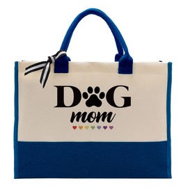 EDCTO Canvas Tote Bag, Cotton Canvas Tote Bag, Dog Mom Bag, Dog Mom Tote Bag for Women, Unique Gifts for Dog Mom, Pet Dog Lovers, Veterinarian, Animal Rescue, Canvas Beach Tote, Short Trip Bag C