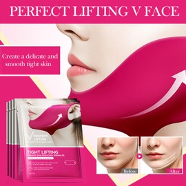 Double Chin Lifting Mask - V Edge Patches Face Lift - V-Line Collagen Face Mask - 3 Pcs for Firming & Tightening Skin, Lifting Double Chin & Defining Jawline
