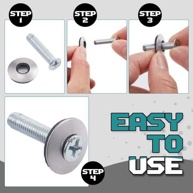 Mifoci 200 Pcs 5/16'' 304 Stainless Steel Rubber Washers Bonded