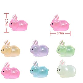 Renmin 12Pcs Luminescent Mini Resin Animals, Mini Rabbits Figurines, Small Resin Rabbit Miniature Statues, Micro Landscape Decorations, Fairy Tale Gardens, DIY Decorations Tiny Raccoons