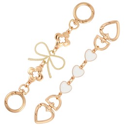 2pcs Bag Extender Chains, Durable Metal Purse Extenders Gold Bow & White Love Heart Purse Chain Strap Replacement Bag Extension Chains Bag Accessories and Perfect Gifts for Women