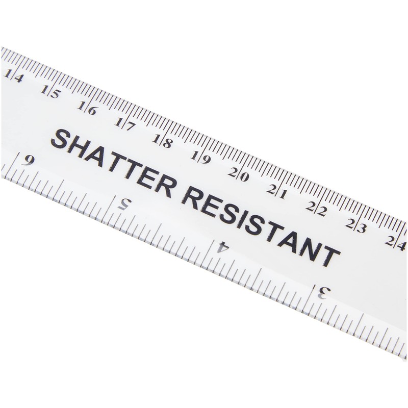 Q-Connect Ruler Shatterproof 300mm Clear (Inches on one side and