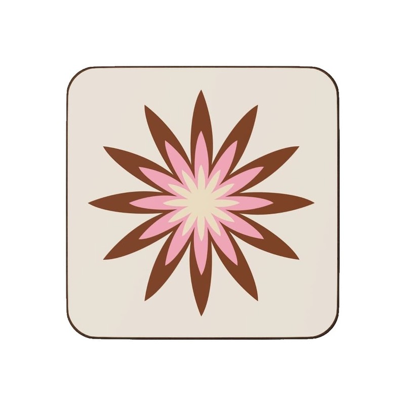 4 Coaster Set 60s 70s Retro Flowers