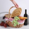 MZSX Outdoor Picnic Basket, Wicker Picnic Basket, With Lid And