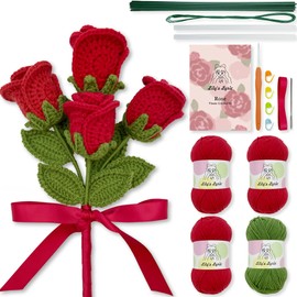 Lily's Lyric Flower Crochet Kit | Red Rose | Step-by-Step Video Tutorial for Adults Teenagers | Craft Gift Idea DIY Home Decoration