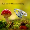 HUKKUN Mushroom Ring 925 Sterling Silver Mushroom Moss Agate Rings