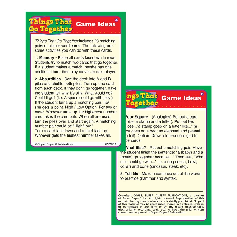Super Duper Publications | Things That Go Together Fun Deck